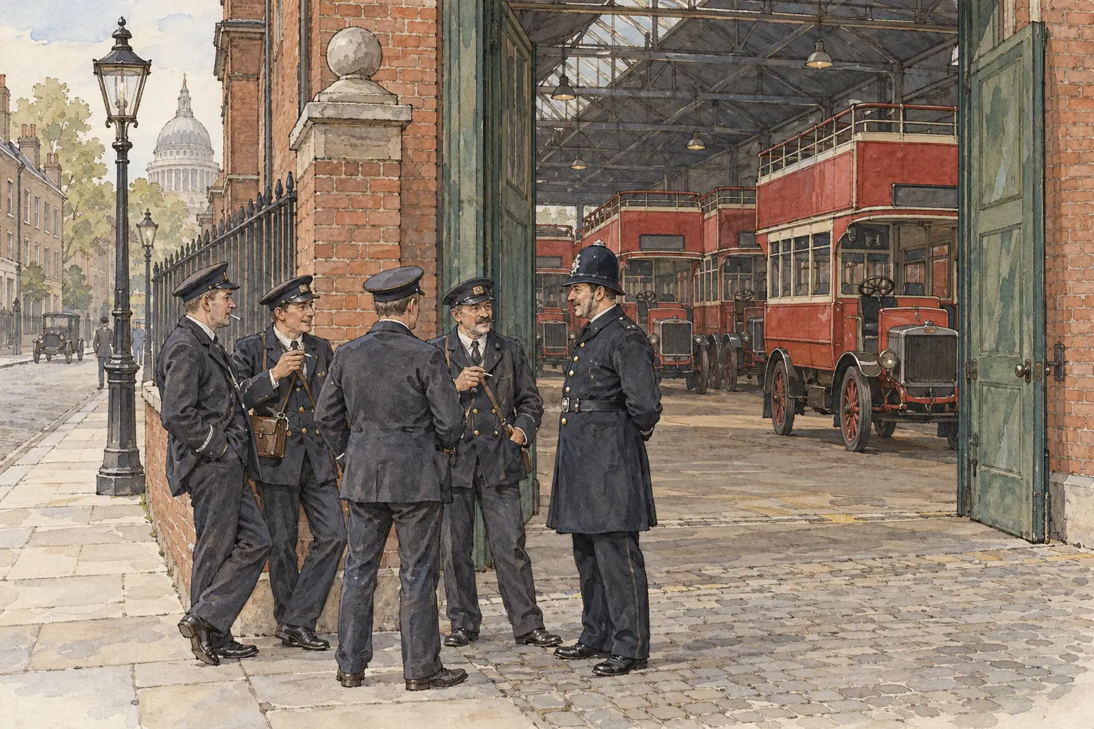 From 3 May 1926 transport workers, printers, dockers and other key workers stopped work, and buses, trains and trams stood idle.