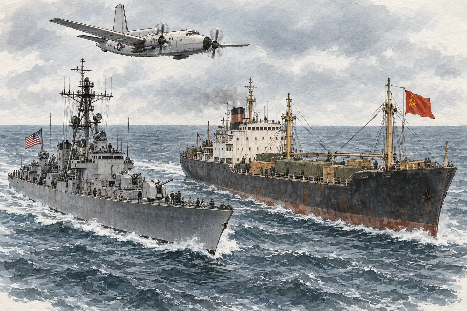 From 24 October US warships enforced the quarantine around Cuba