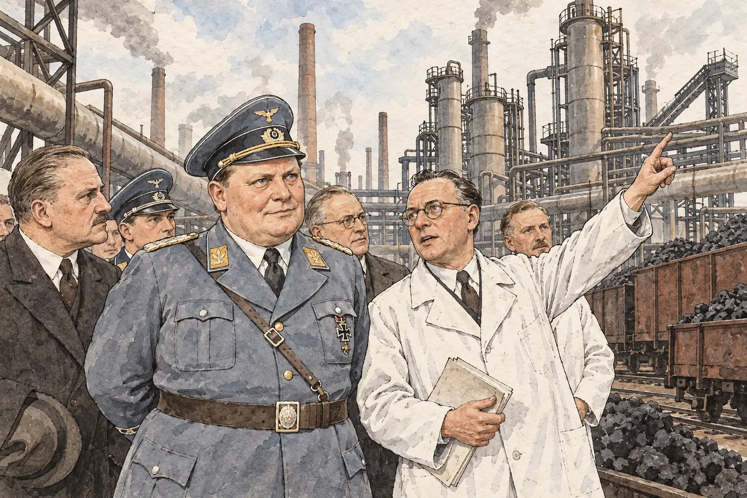 Under Göring's Four-Year Plan, chemical works made synthetic fuel from coal to replace imported oil.