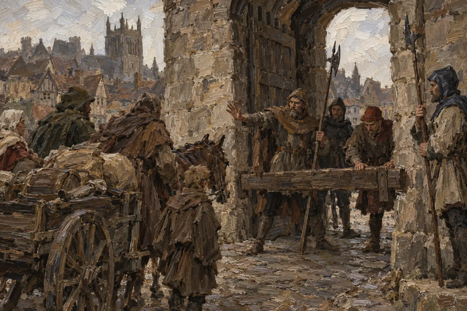 Some towns, like Gloucester, tried to keep the plague out by blocking entry to outsiders.