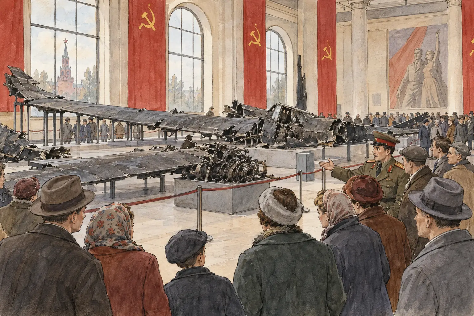 The Soviet Union put the wreckage of Gary Powers' U-2 on public display in Moscow