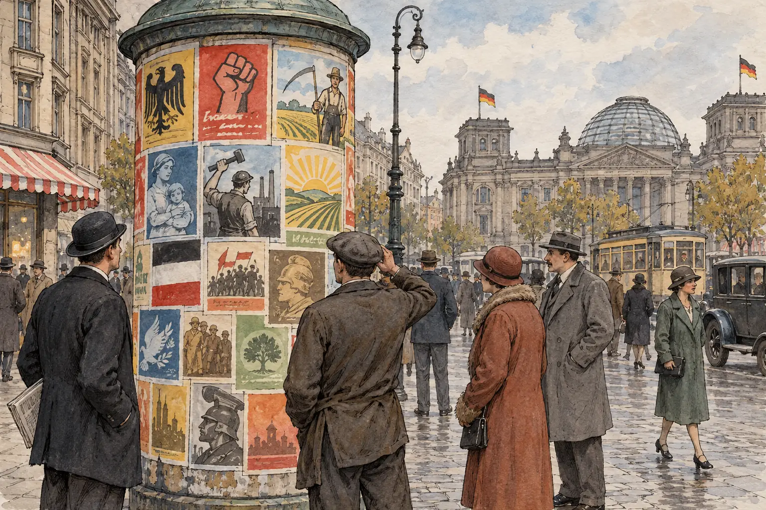 Proportional representation gave seats even to small parties, so voters faced many parties at every election, no party won a majority on its own and every government was a coalition.
