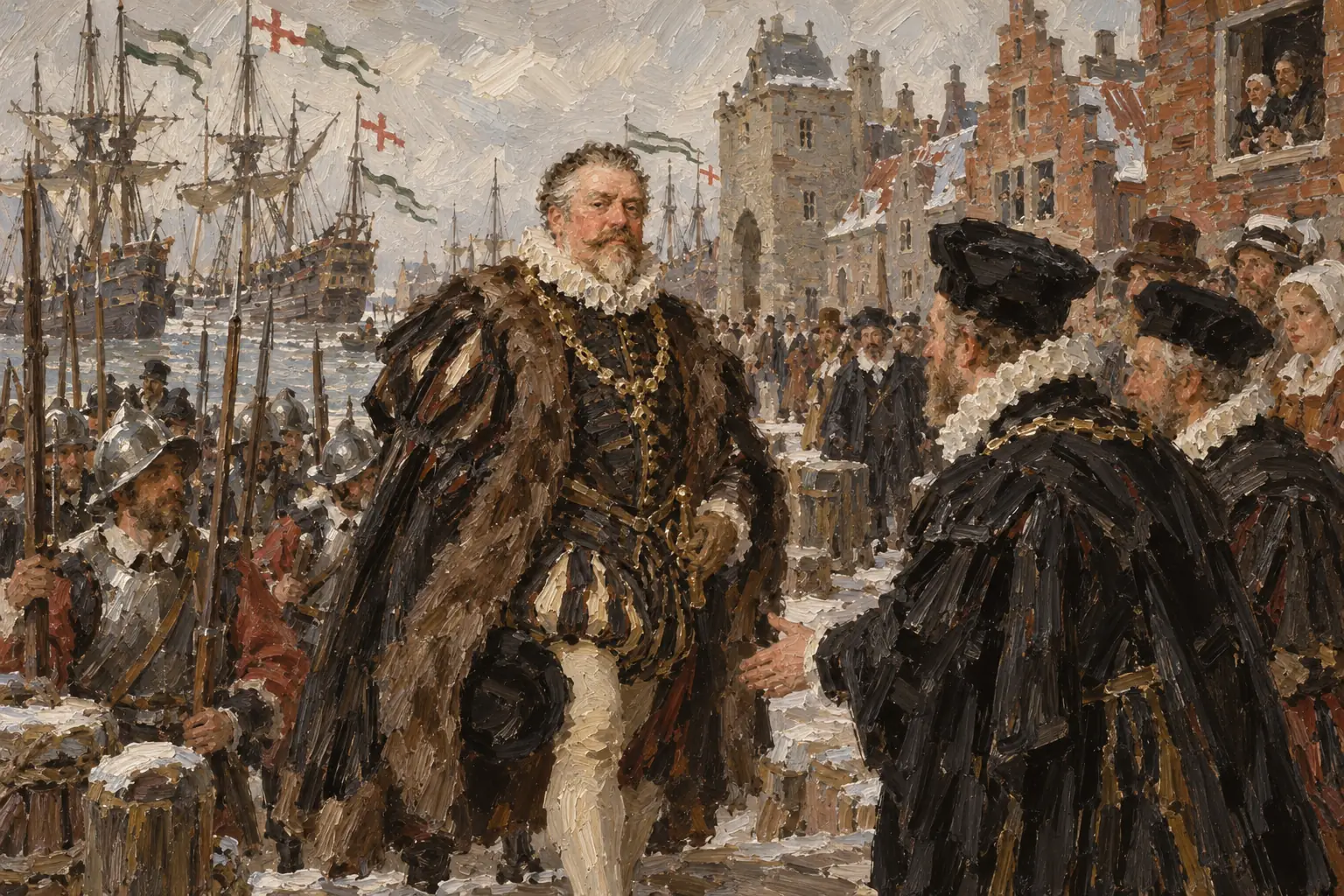 Under the Treaty of Nonsuch in 1585, Elizabeth sent an English army under the Earl of Leicester to help the Dutch rebels.