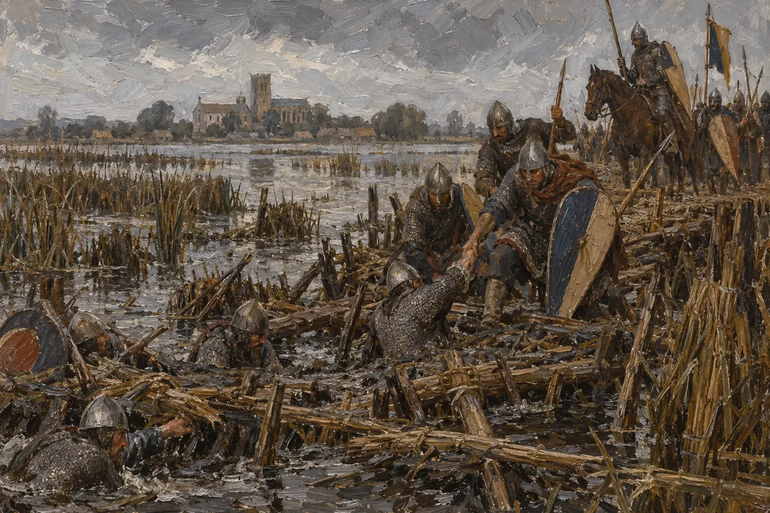 William's first causeway across the marsh collapsed under the weight of his armoured soldiers