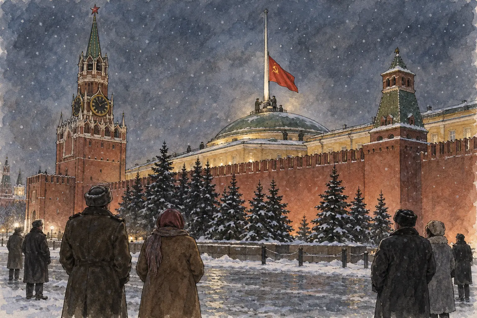 The Soviet flag was lowered over the Kremlin on the evening of 25 December 1991, after Gorbachev resigned