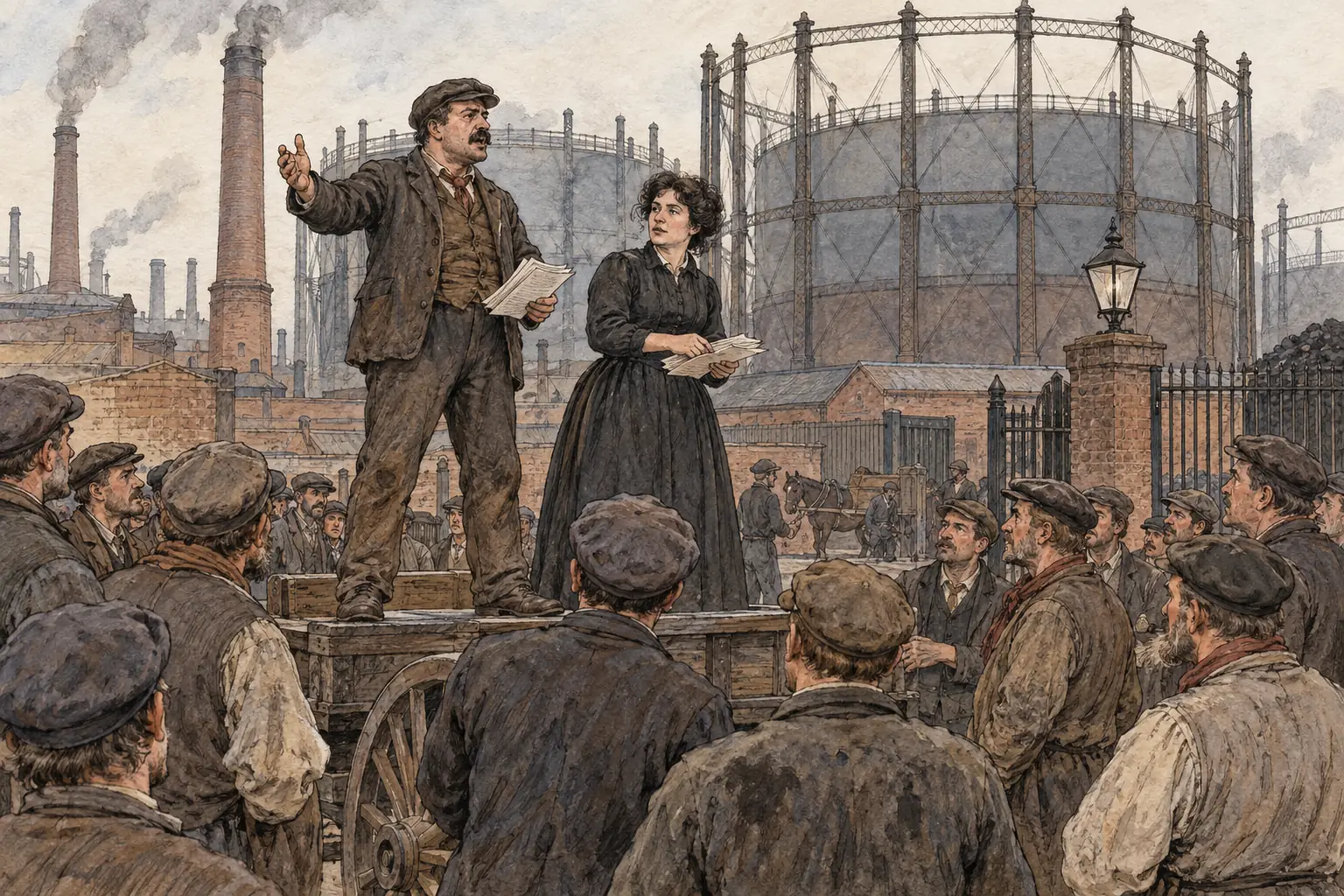 In 1889 Will Thorne, helped by Eleanor Marx, organised a union for unskilled gasworkers, which won an eight-hour day.