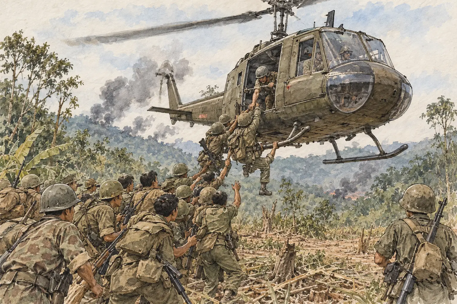 In Laos in 1971 the South Vietnamese offensive ended in a chaotic retreat, with soldiers clinging to the skids of US helicopters