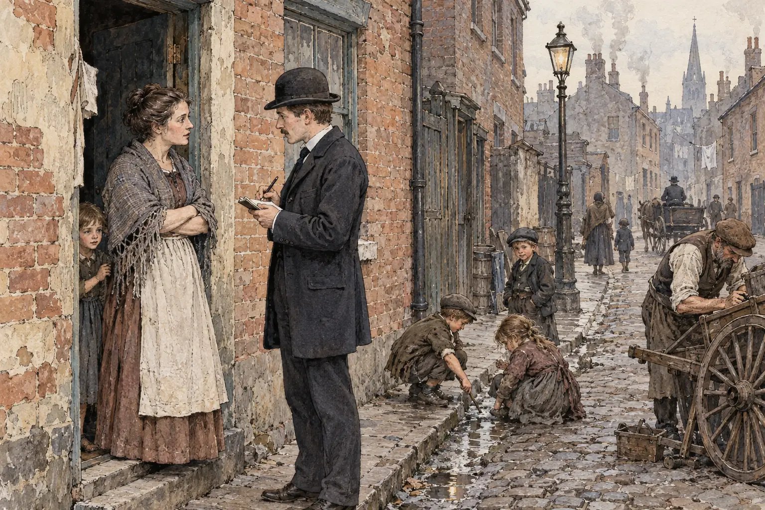 Charles Booth's investigators walked the streets of Whitechapel and recorded what they saw and heard in notebooks, which he used alongside his poverty maps.