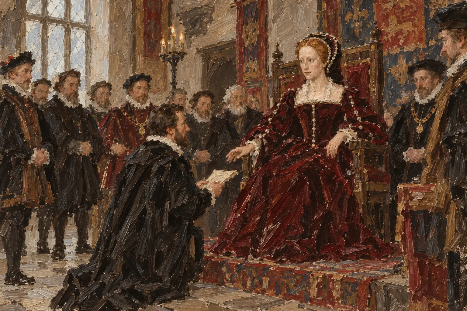Three days after her accession, Elizabeth appointed William Cecil as her Principal Secretary.