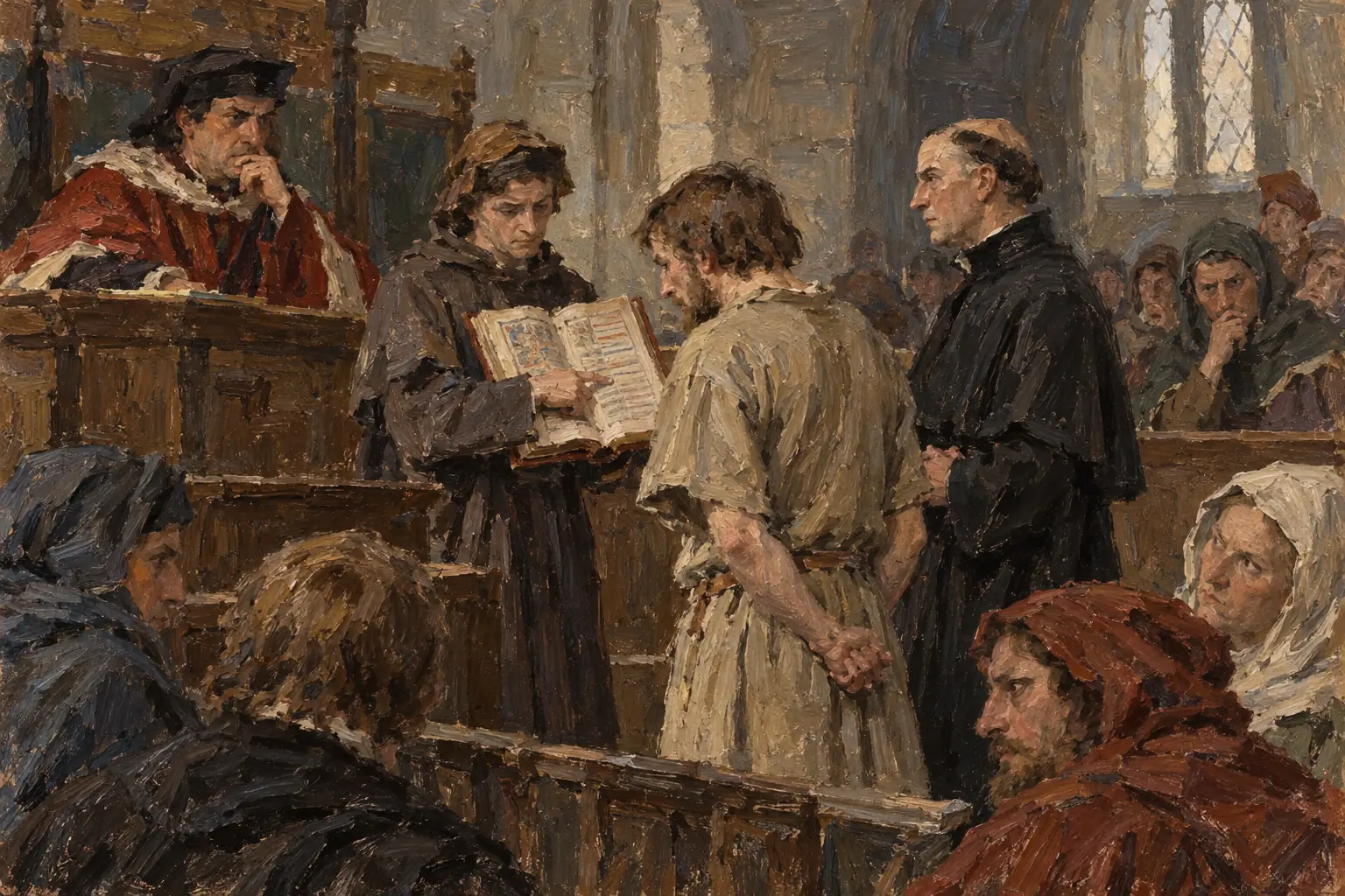 To claim benefit of clergy, the accused read a set Bible verse, often Psalm 51, to prove he could read.