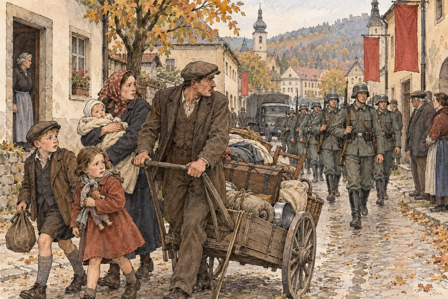 When German troops occupied the Sudetenland from 1 October 1938, many Czechs living there left for what remained of Czechoslovakia.