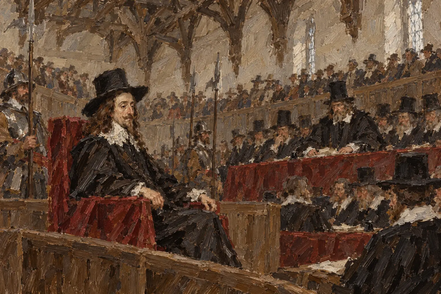 In Westminster Hall in January 1649 Charles refused to recognise the court that tried him