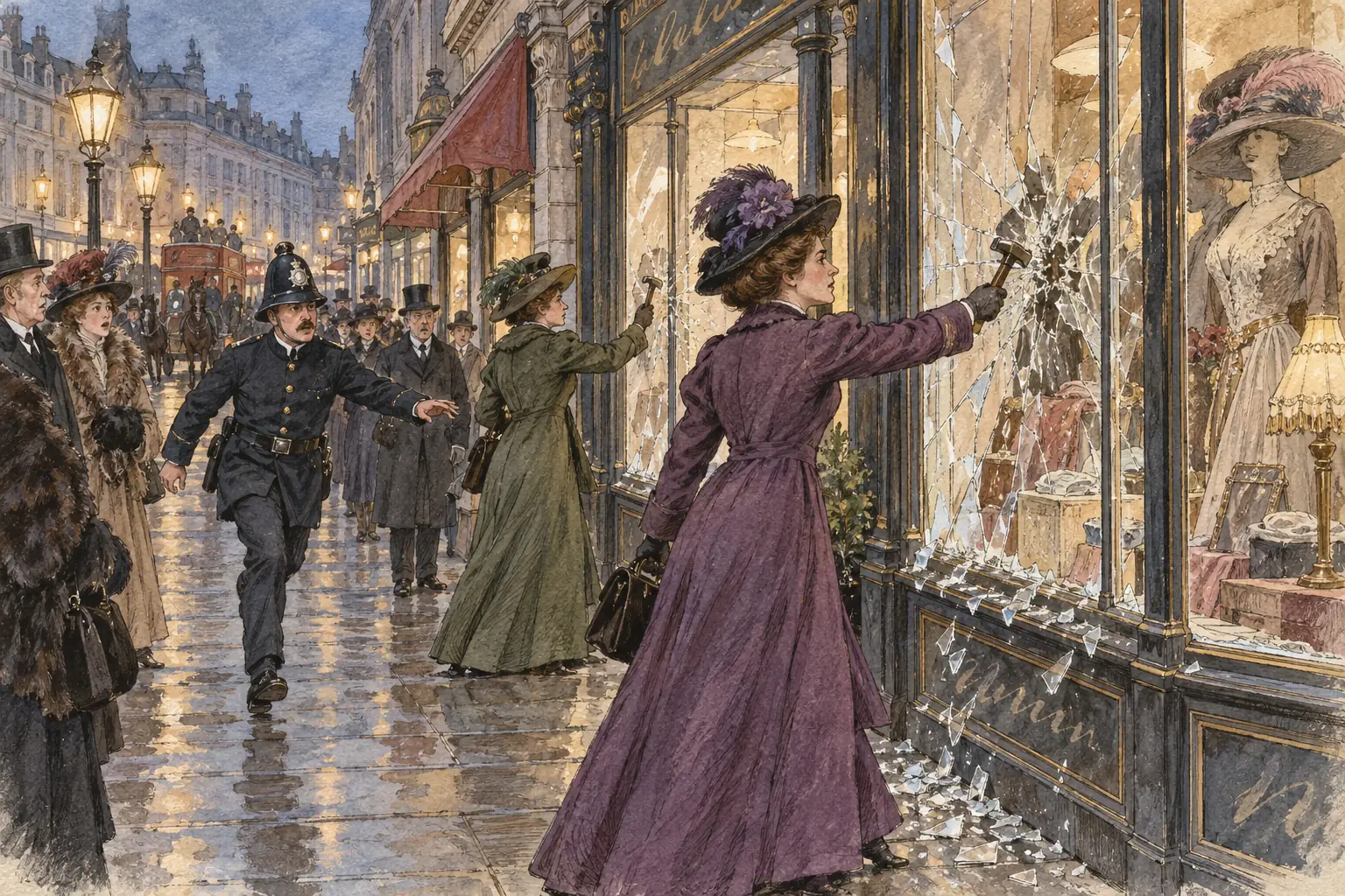 In March 1912 suffragettes smashed shop windows across London's West End