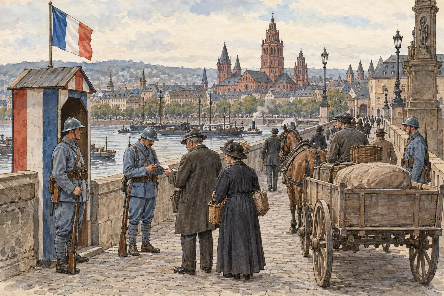 Allied troops occupied the Rhineland after the war, and Germany was forbidden to station any soldiers there.