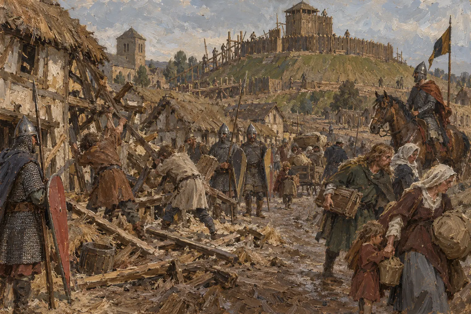 Building a castle inside an existing town meant pulling down houses to clear the ground, though the garrison later brought trade.