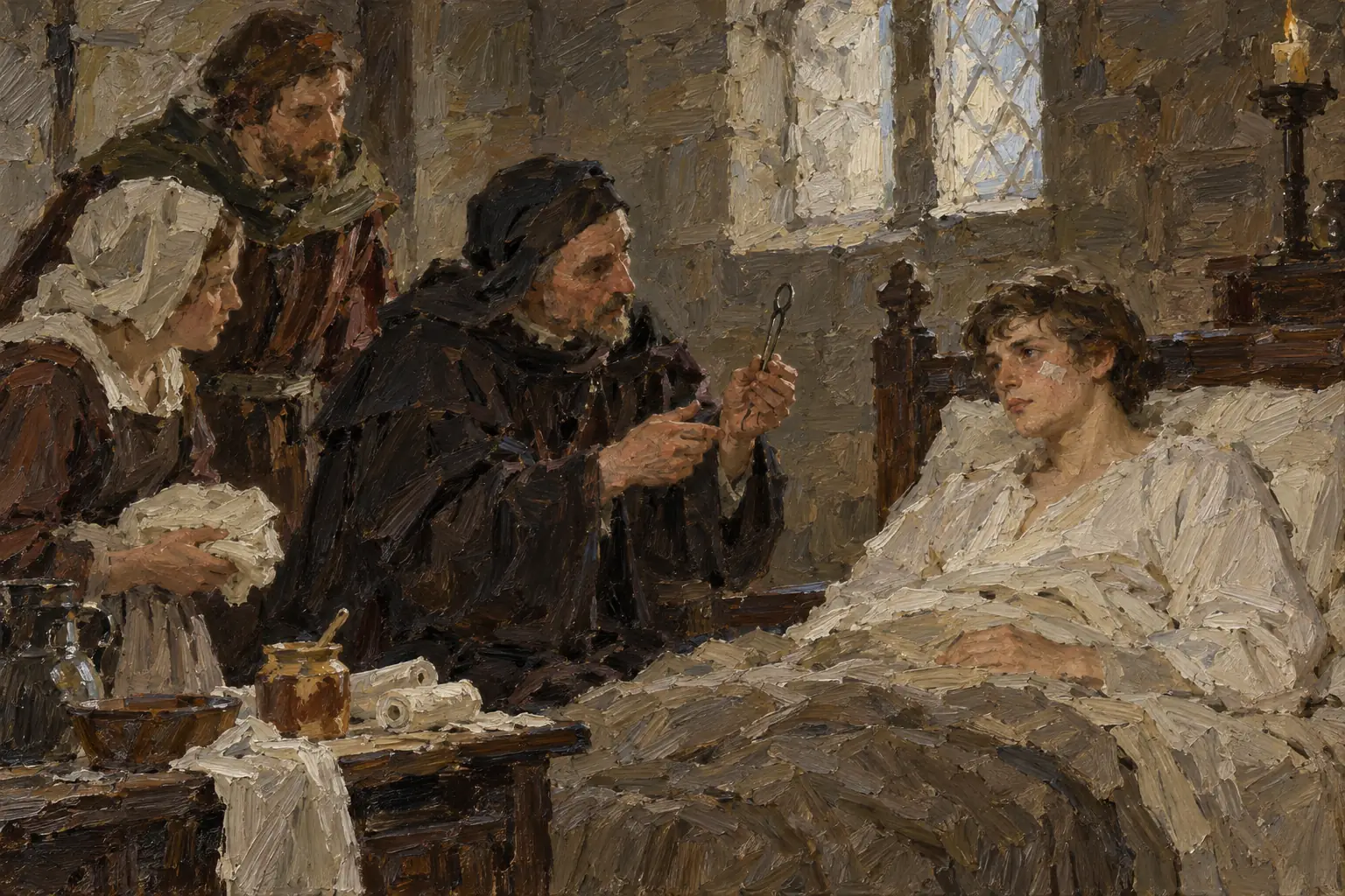 In 1403 John Bradmore made a special tool to remove an arrowhead from Prince Henry's face, and used honey to keep the wound clean.