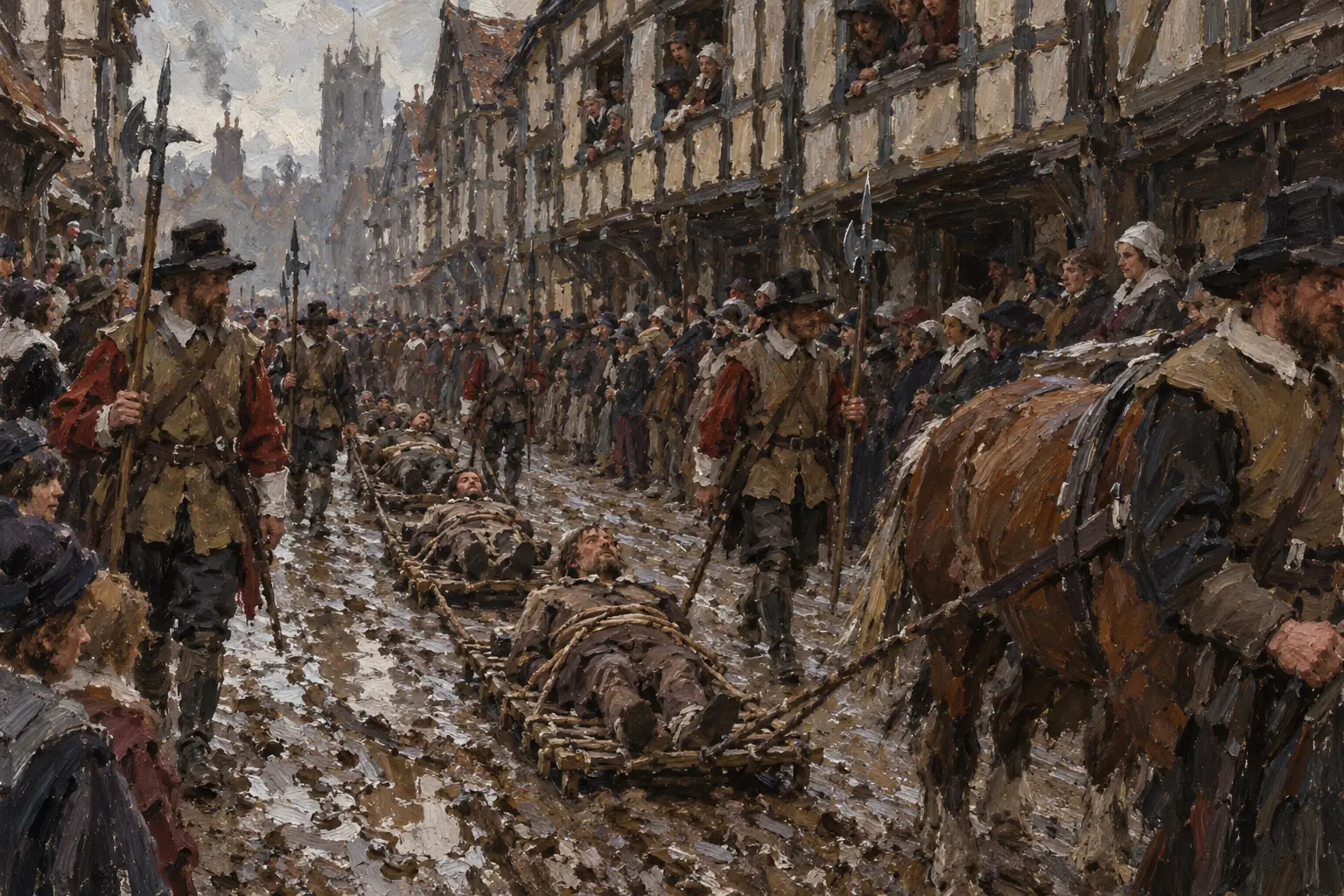In January 1606 the convicted plotters were dragged on hurdles through London to be hanged, drawn and quartered in public.