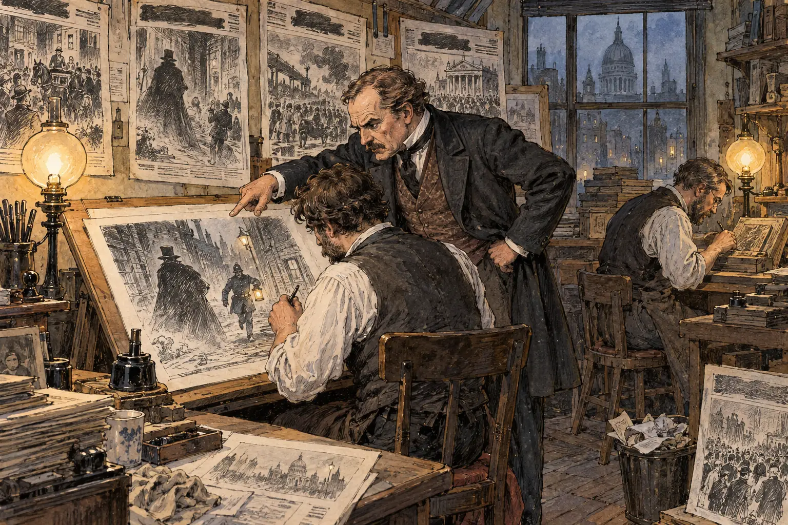 Artists for the Illustrated Police News drew dramatic pictures of crimes they had not witnessed, because the paper's purpose was to sell copies to a mass readership rather than to give an accurate record.