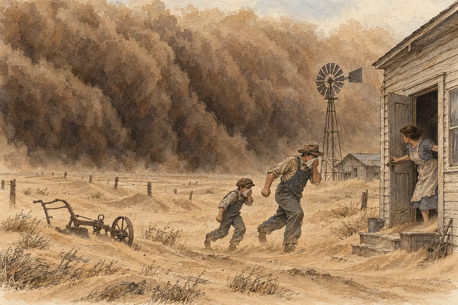After years of drought, huge dust storms swept the southern Great Plains in the mid-1930s and blew away the topsoil