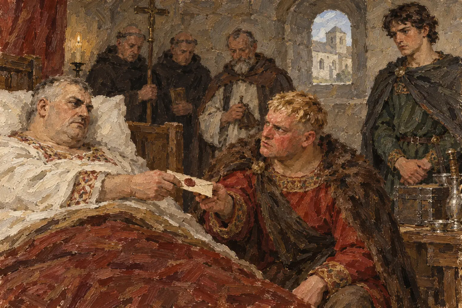When William died in 1087 he left Normandy to his eldest son Robert and England to William Rufus.