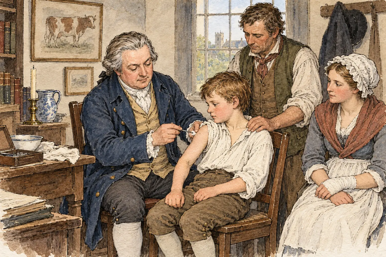 In 1796 he put pus from a cowpox sore into a healthy boy, James Phipps