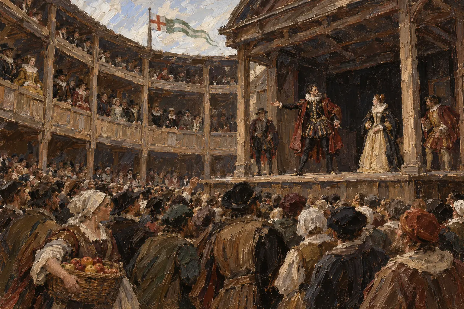 Groundlings paid a penny to stand in the yard, while the better-off sat in the galleries