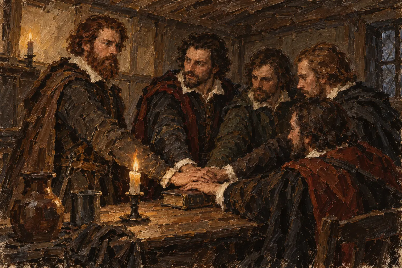 Robert Catesby and the first conspirators, Guy Fawkes among them, swore an oath to keep their plot secret.