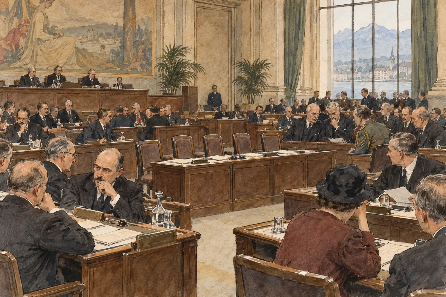 In October 1933 Germany walked out of the World Disarmament Conference and announced that it was leaving the League of Nations.