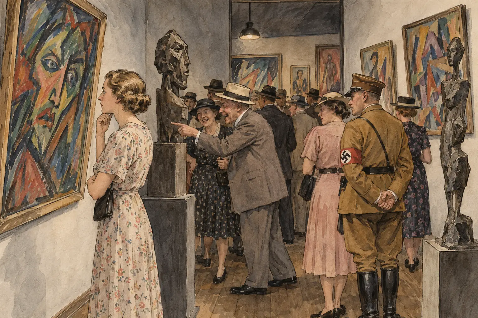 The 1937 'Degenerate Art' exhibition in Munich, which mocked modern works