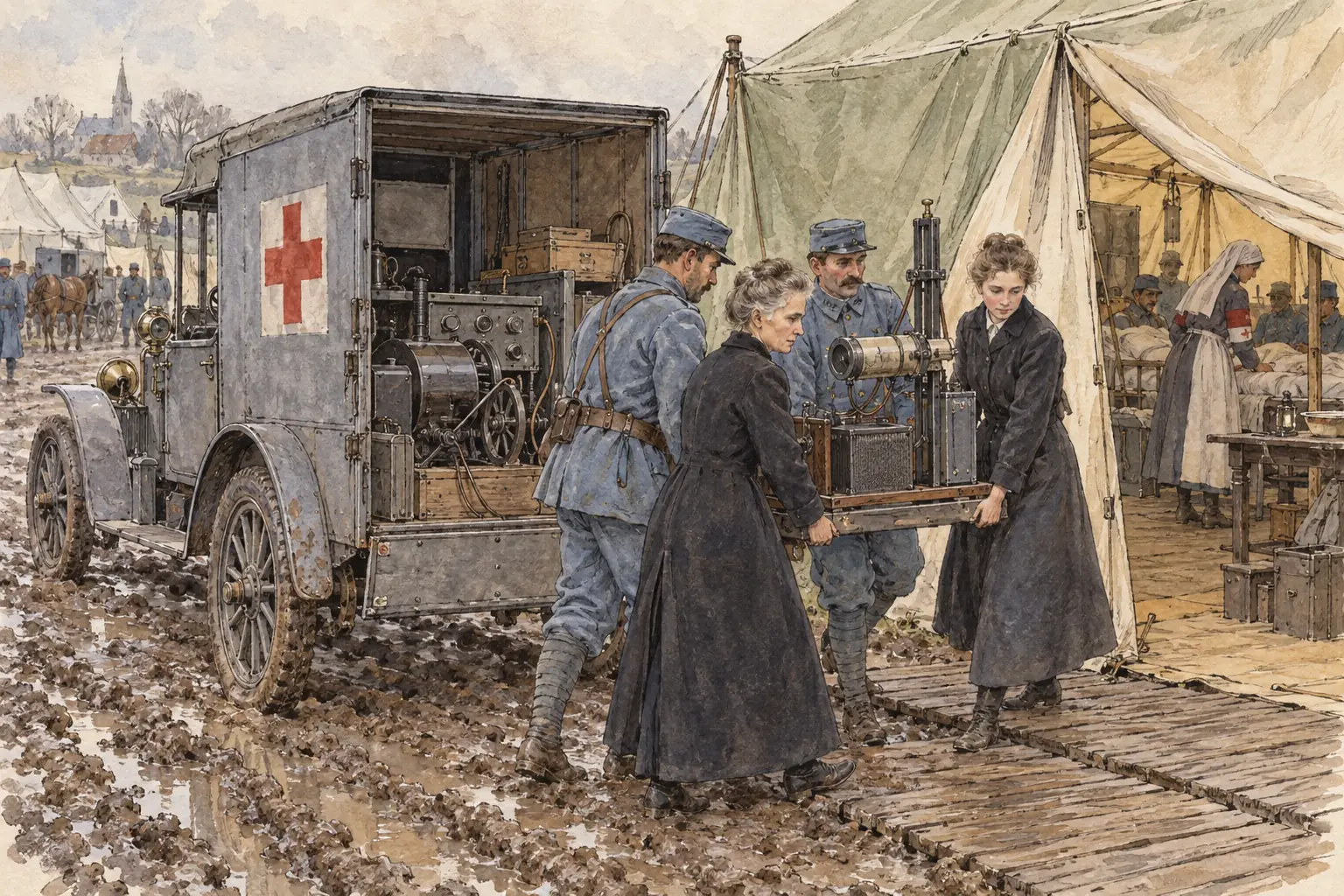 Mobile X-ray units, like those Marie Curie helped set up for the French army, could find bullets and shrapnel close to the front.