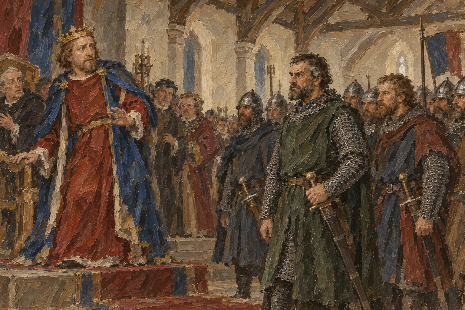 In April 1258 leading barons, Simon de Montfort among them, came armed before Henry III at Westminster and forced him to agree to reform.