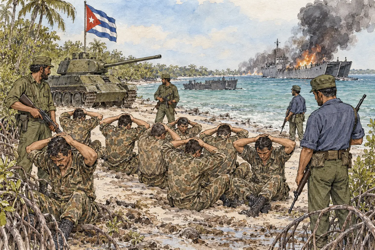 The 1,400 exiles who landed at the Bay of Pigs on 17 April 1961 were defeated within three days, and more than 1,100 of them were captured.