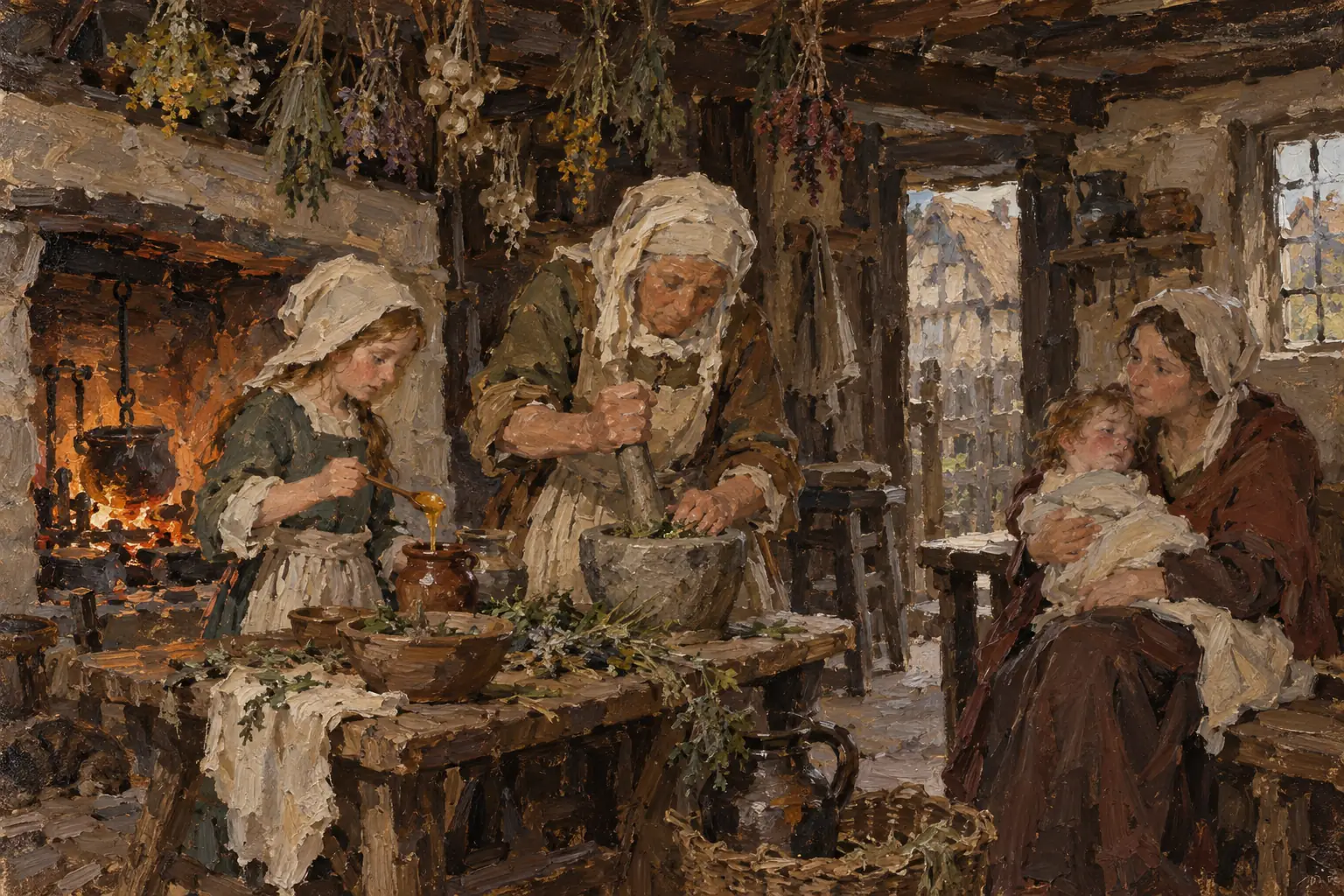 Most care took place at home, using traditional remedies