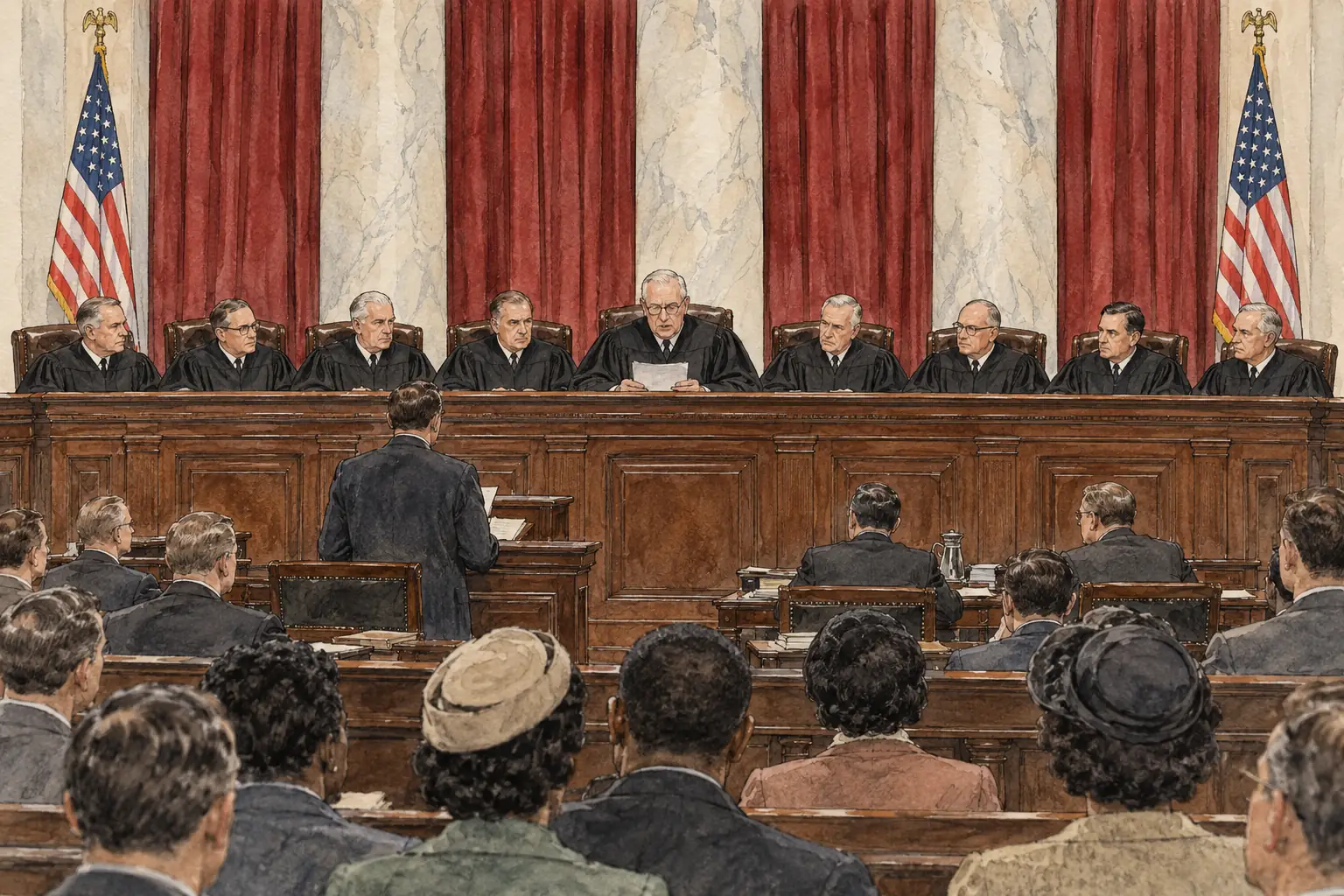 On 17 May 1954 Chief Justice Earl Warren read the Court's unanimous decision that separate schools were inherently unequal.