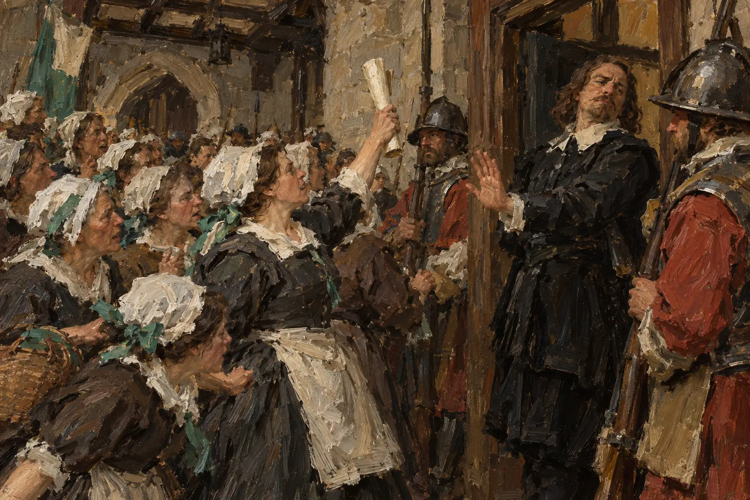 In 1649 Leveller women petitioned Parliament for the release of the Leveller leaders, and MPs told them to go home.