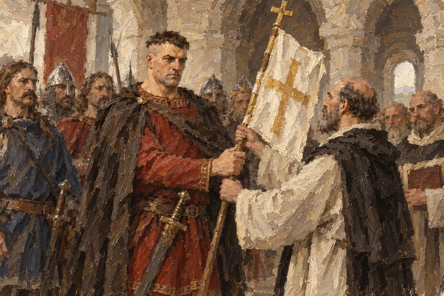 Pope Alexander II sent William a blessed banner, which made the invasion a holy cause and helped him recruit knights from beyond Normandy.