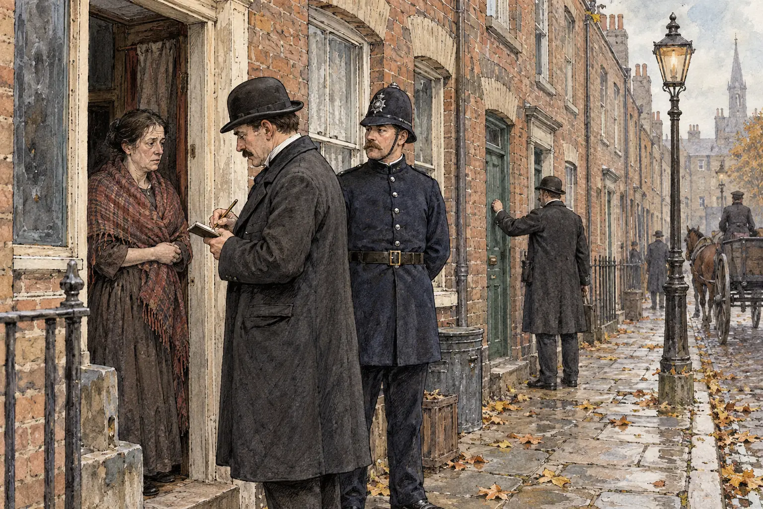 Without fingerprinting or other forensic science, detectives relied on questioning witnesses and slow door-to-door enquiries.