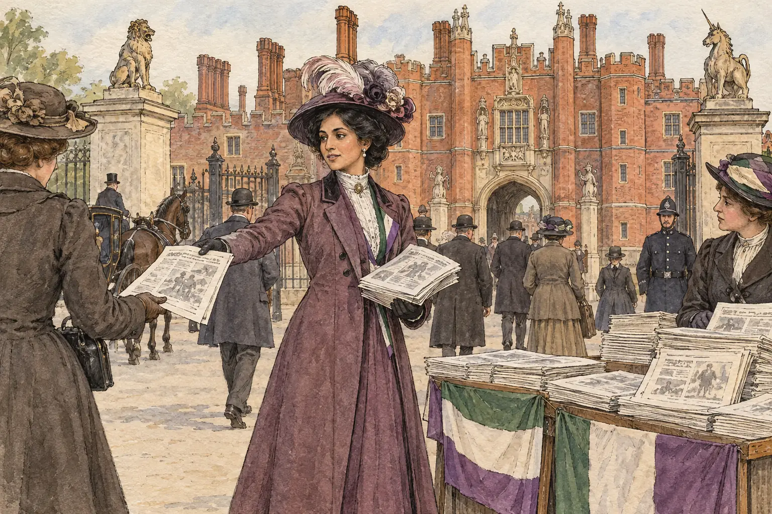 Princess Sophia Duleep Singh sold the suffragette newspaper outside Hampton Court Palace, where she lived