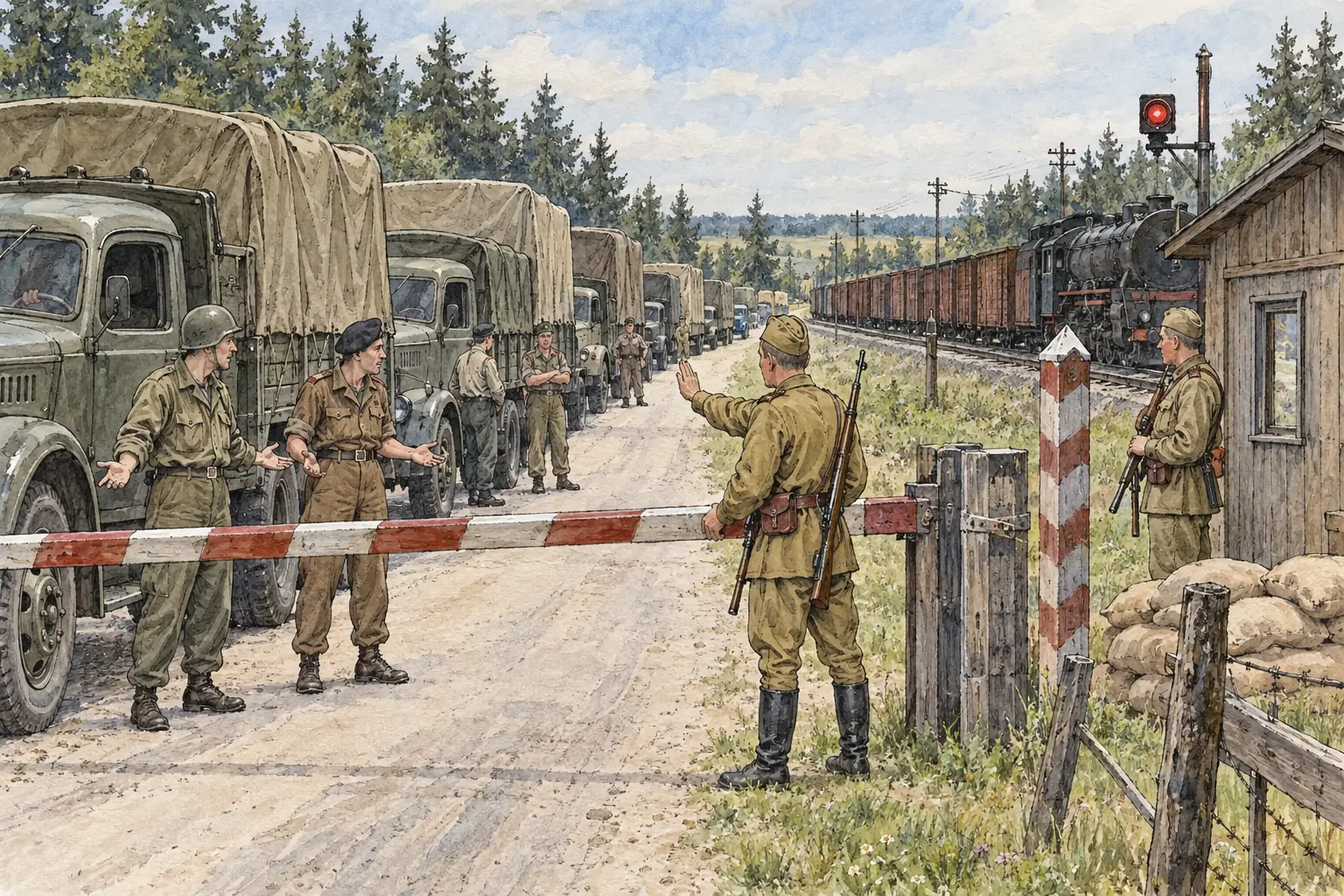 From 24 June 1948 Soviet forces closed every road, rail and canal route into West Berlin