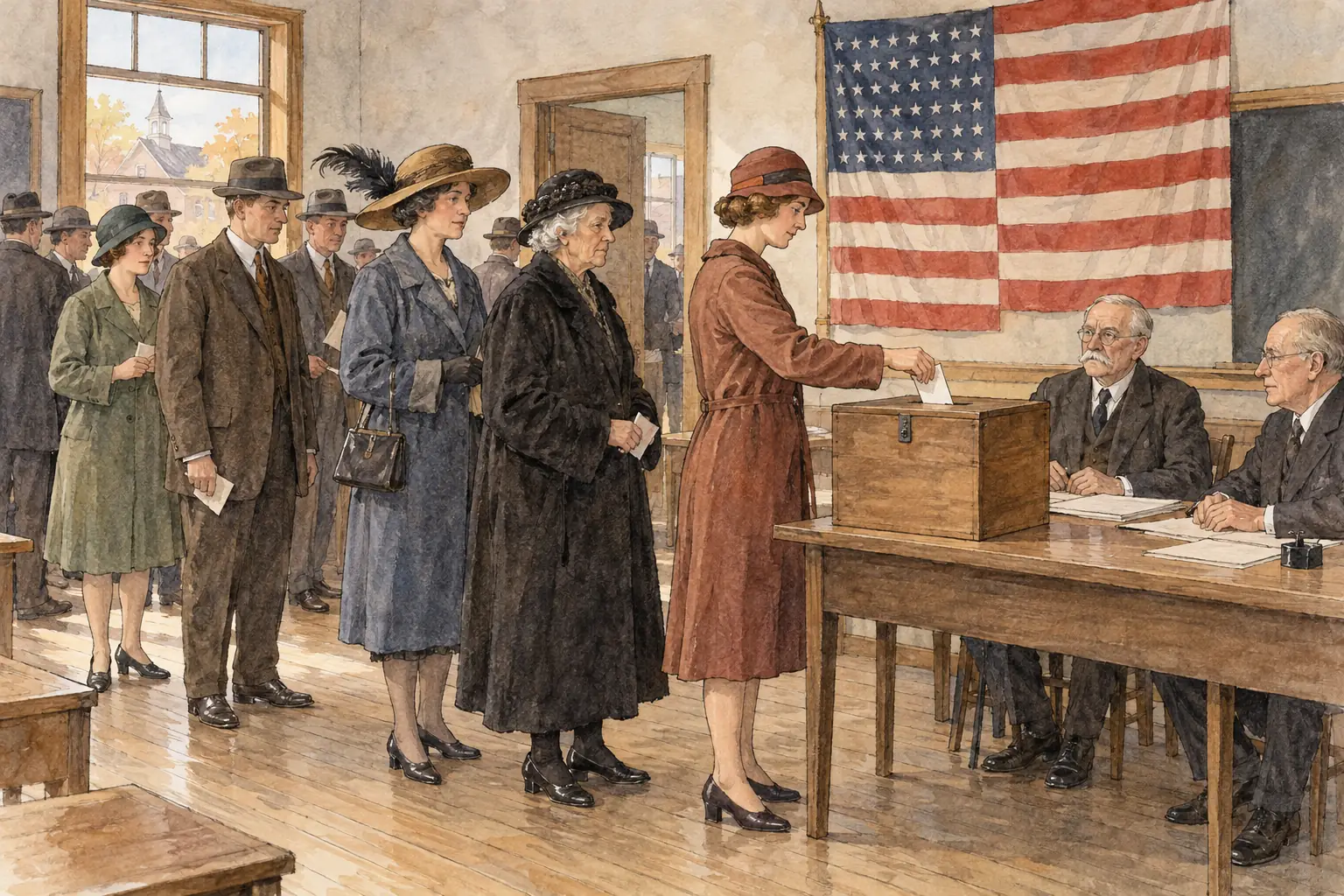 Women across the United States voted in a presidential election for the first time in November 1920, after the 19th Amendment