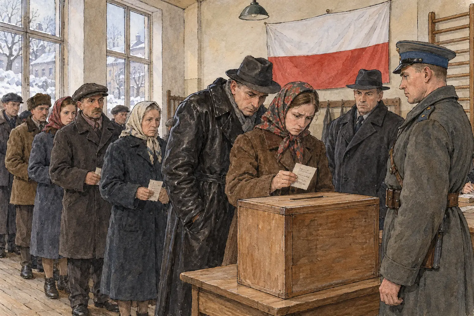 Poland's elections were rigged, with voters watched and intimidated by the security police
