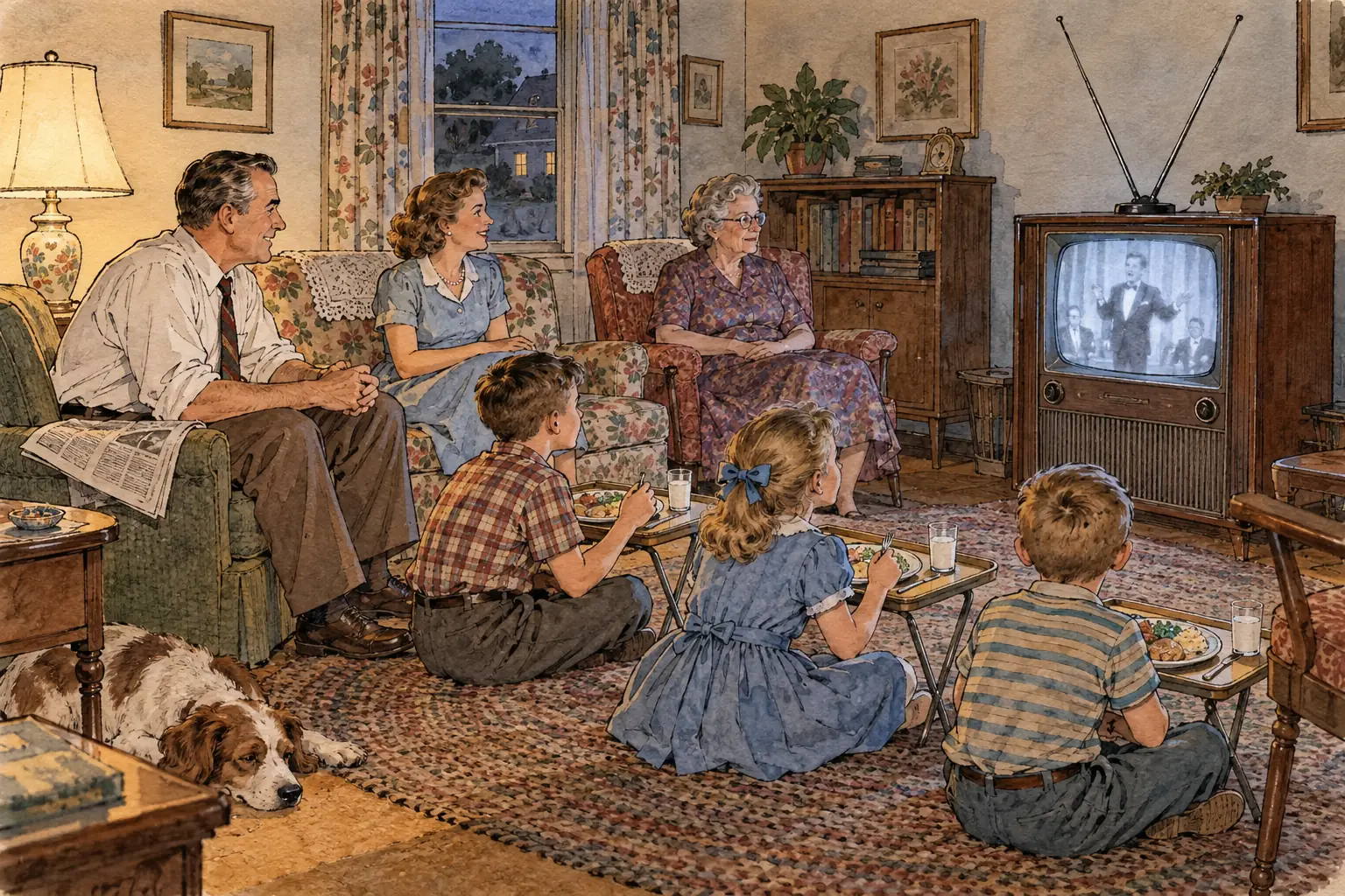 By the mid-1950s most American families owned a television, and evenings centred on watching it together