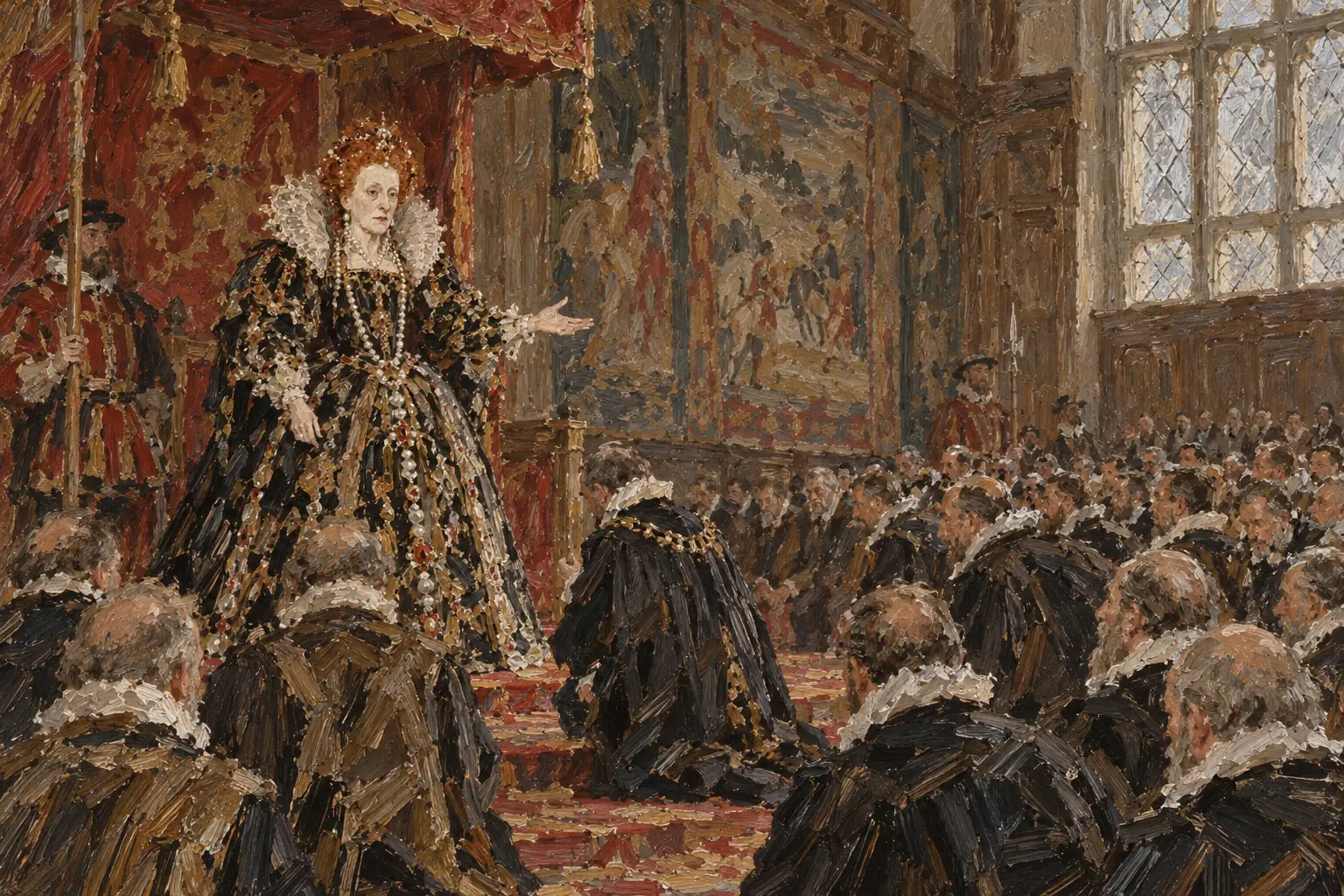 In her Golden Speech of November 1601, at the height of the anger over monopolies, Elizabeth told MPs her heart had been set only on her subjects' good.