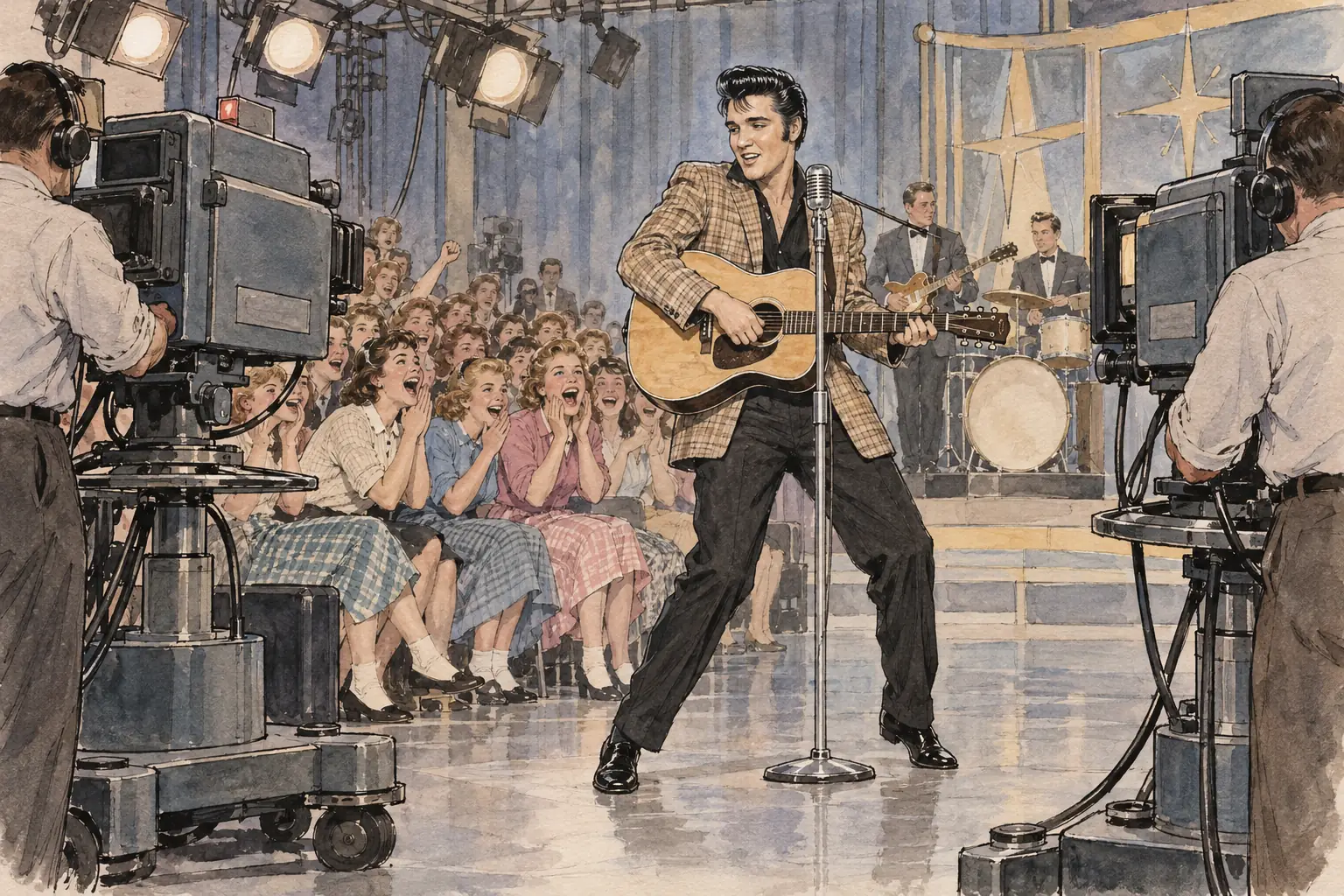 Elvis Presley's television appearances in 1956 made him a star with millions of teenagers