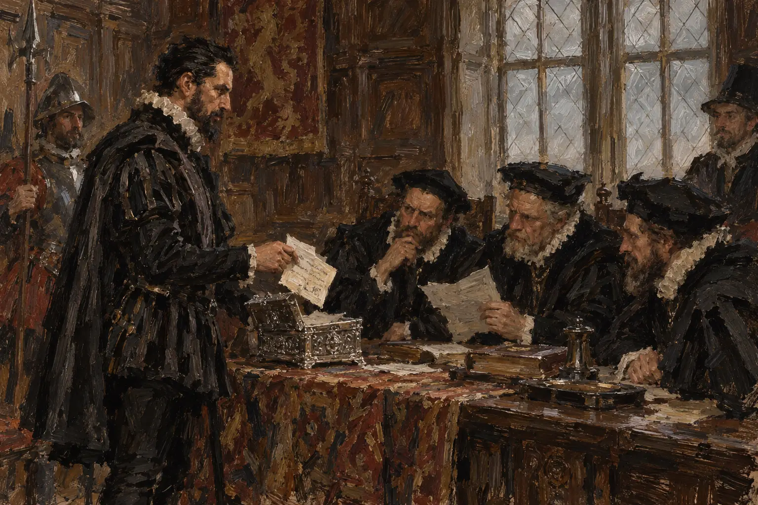 At the inquiry of 1568-69 the Earl of Moray produced the casket letters against her