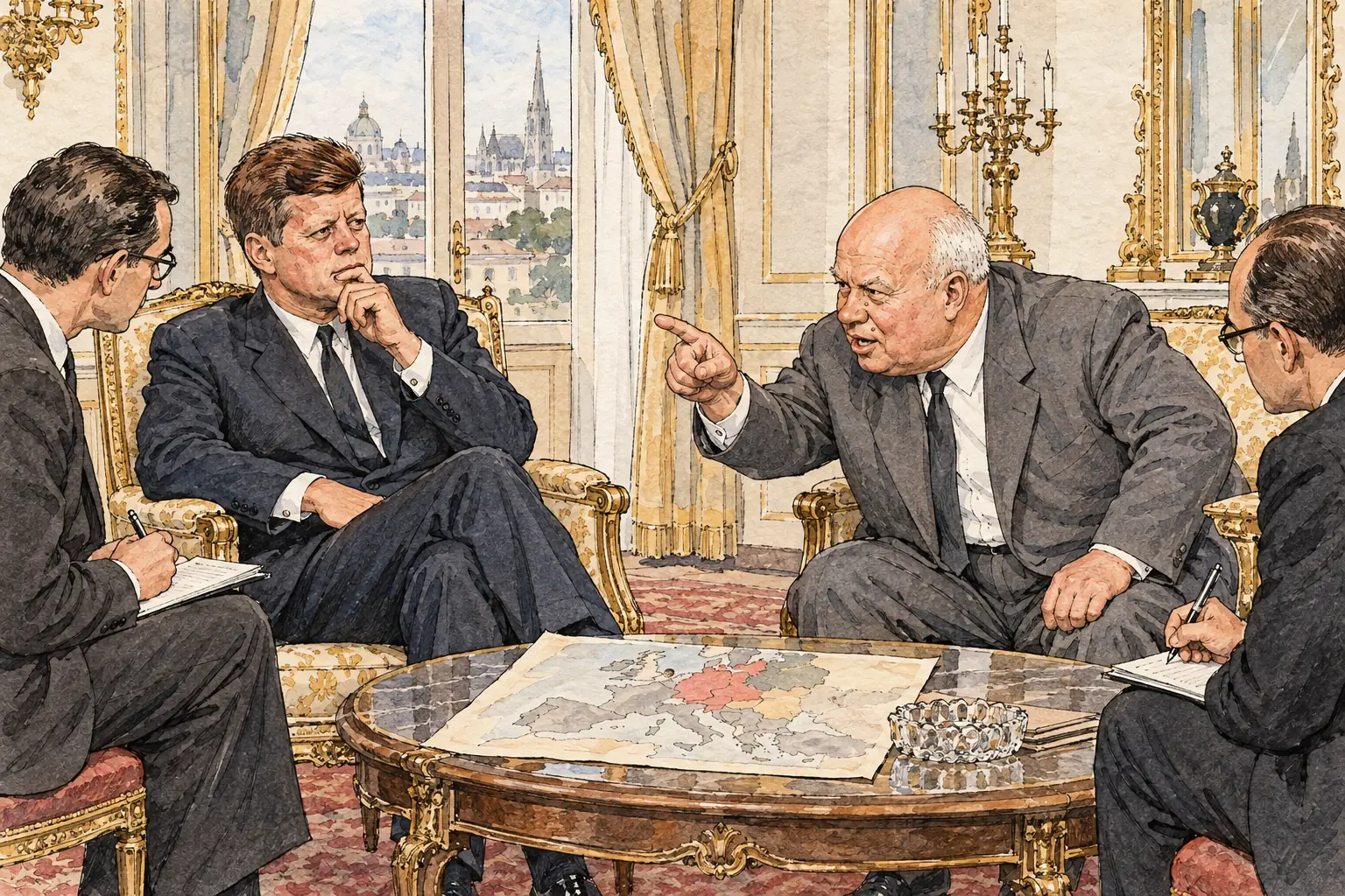 At Vienna in June 1961 Khrushchev pressed Kennedy over Berlin and renewed his ultimatum