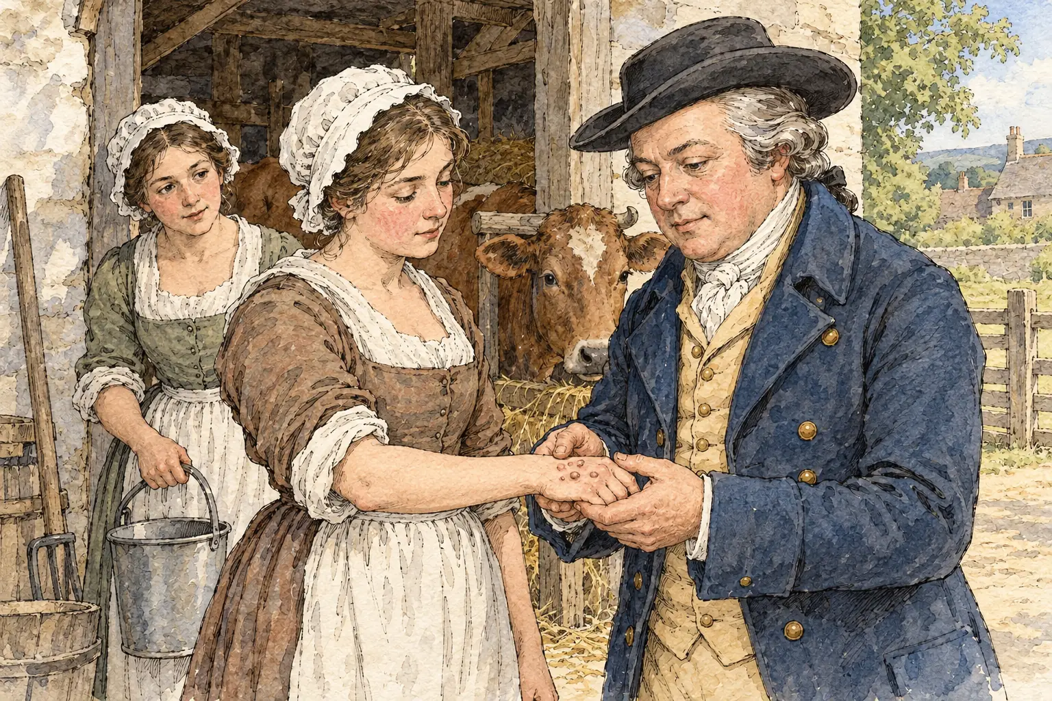 Jenner noticed that milkmaids who caught cowpox rarely suffered from smallpox