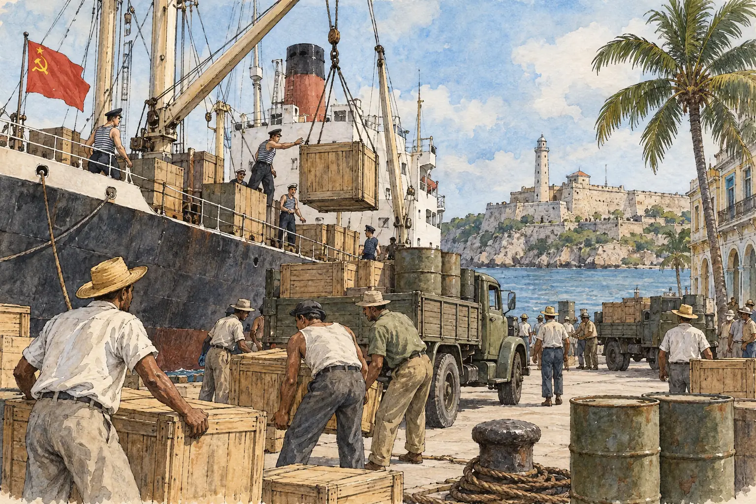 After the Bay of Pigs, Soviet ships brought oil, machinery and weapons to Cuba to make up for the US embargo.