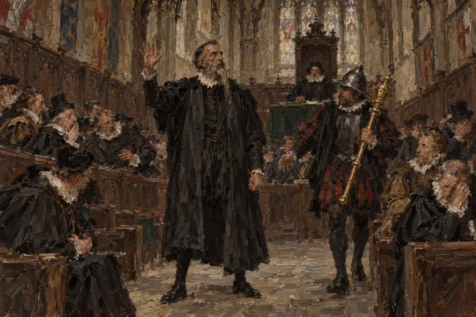 In 1576 Peter Wentworth was imprisoned for demanding free speech for MPs.