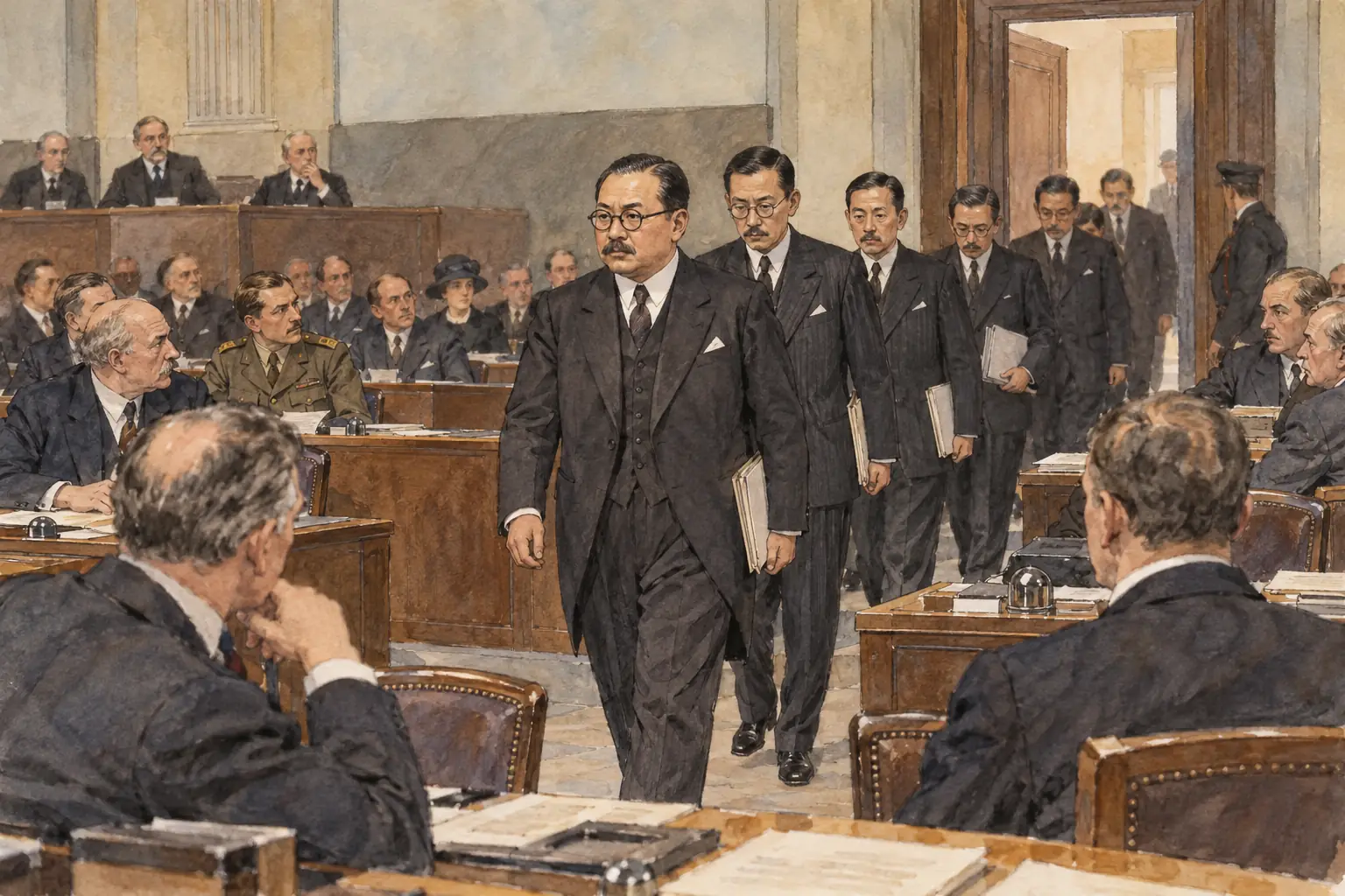 Japan's delegation walked out of the Assembly in February 1933 after it adopted the Lytton Report